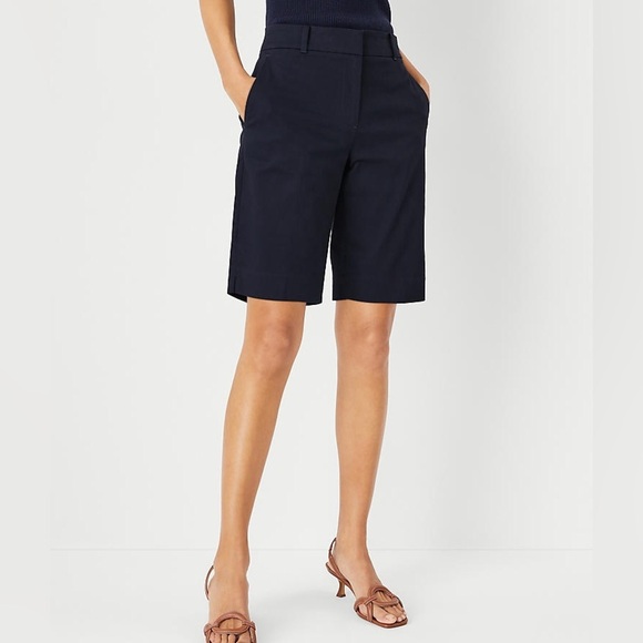 Ann Taylor Navy Boardwalk Shorts Devin Slimfit Tailored 11” Inseam Longline Sz 2 - Picture 5 of 16